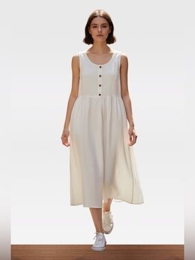 SimplyGrey Women’s White 100% Linen Dress
